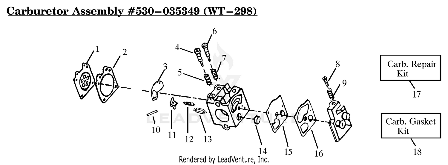 Carburetor Assembly (WT298) P/N 530035349