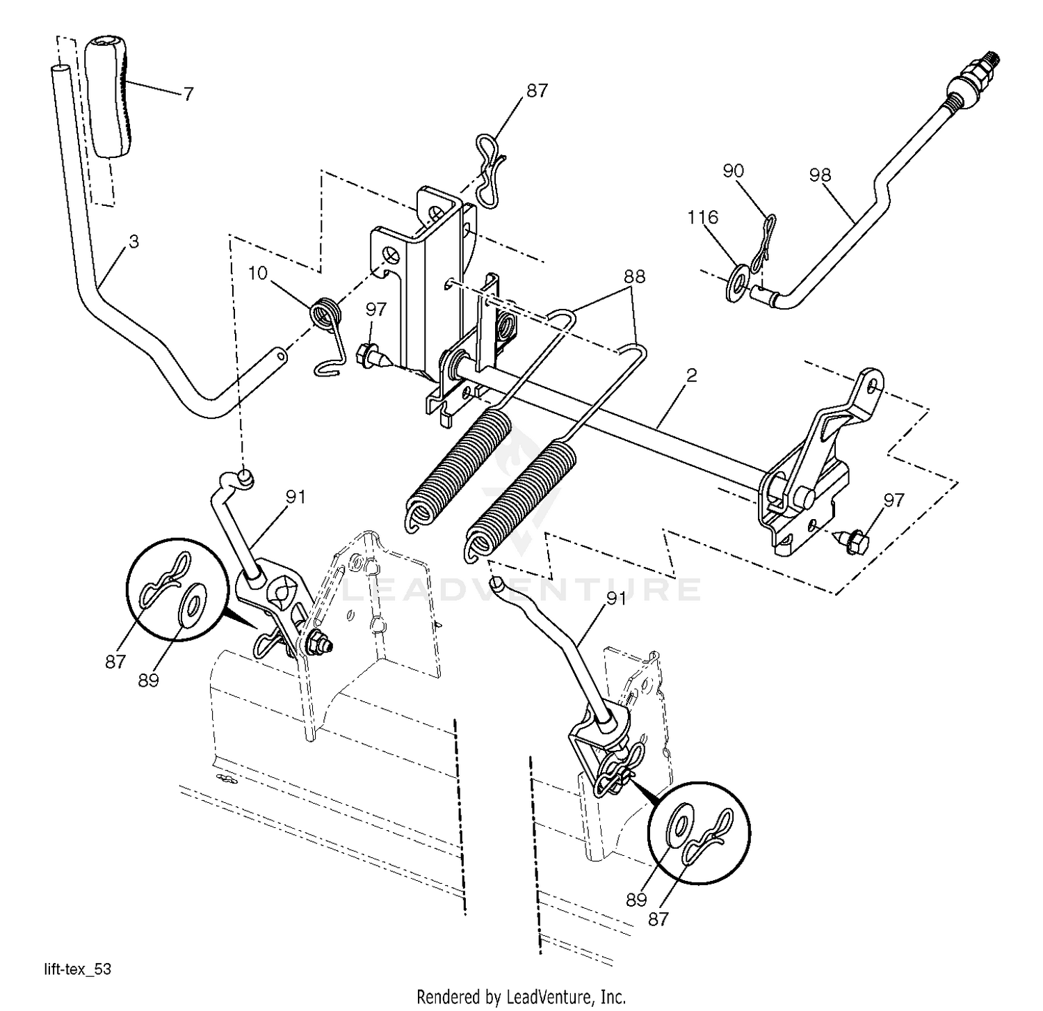 MOWER LIFT LEVER