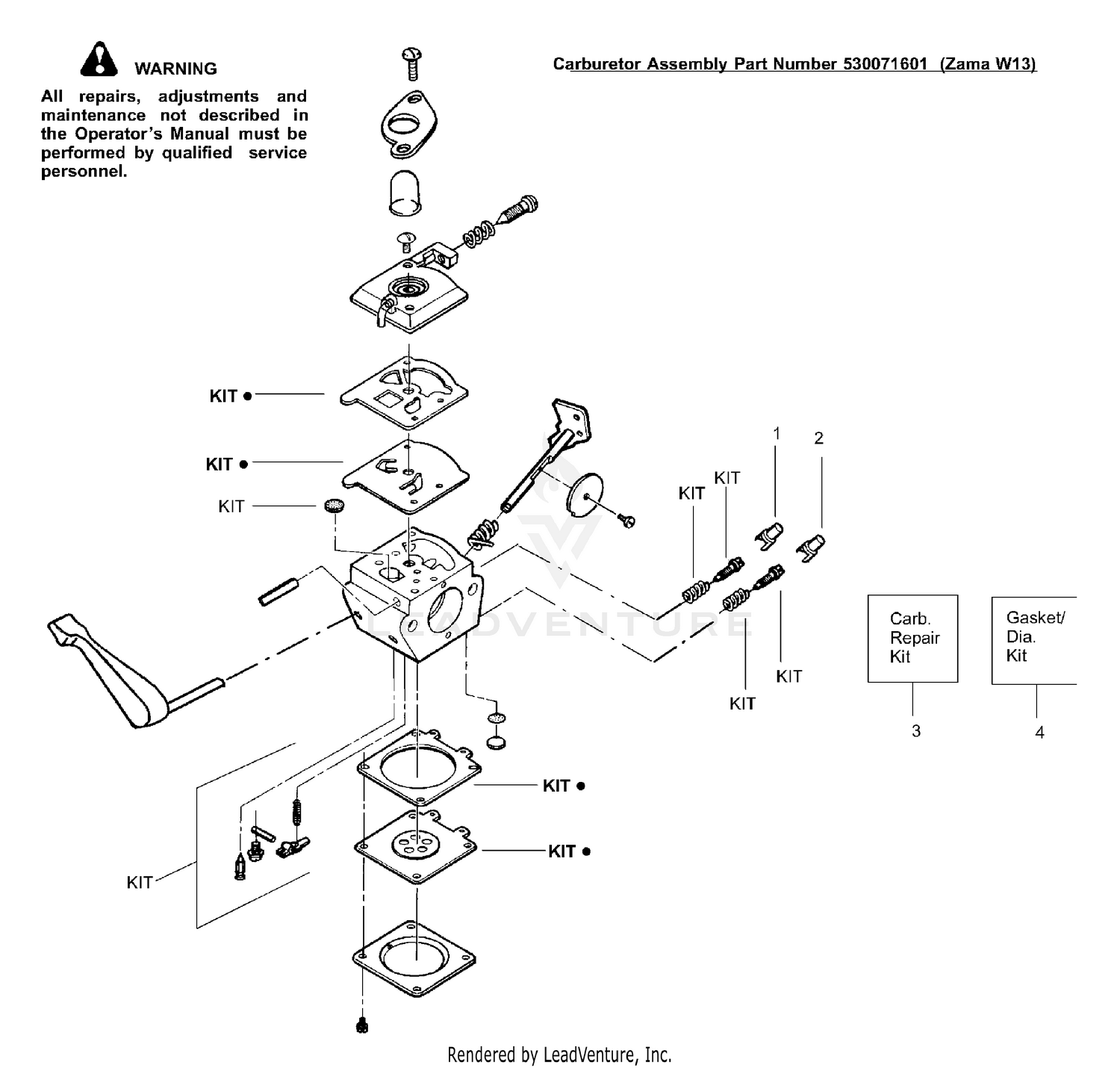 Carburetor Assembly (Zama W13) 530071601