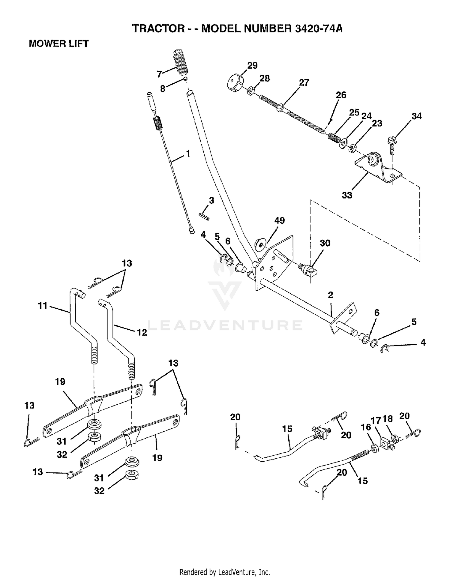 MOWER LIFT LEVER