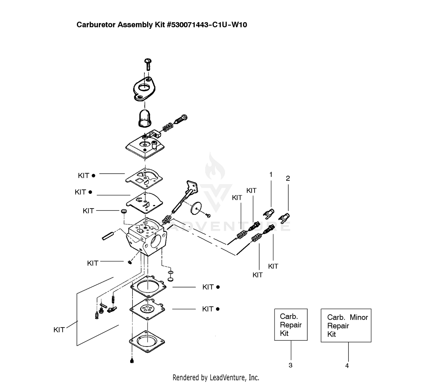 Carburetor Assembly (C1U-W10) P/N 530071443