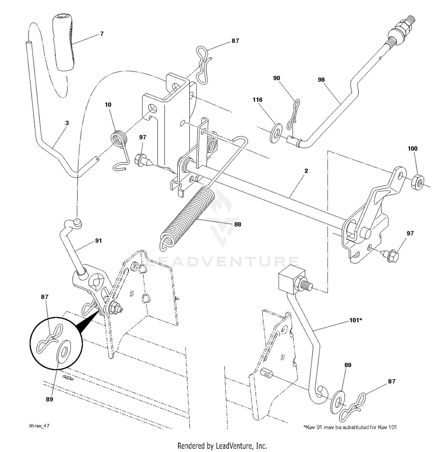MOWER LIFT LEVER