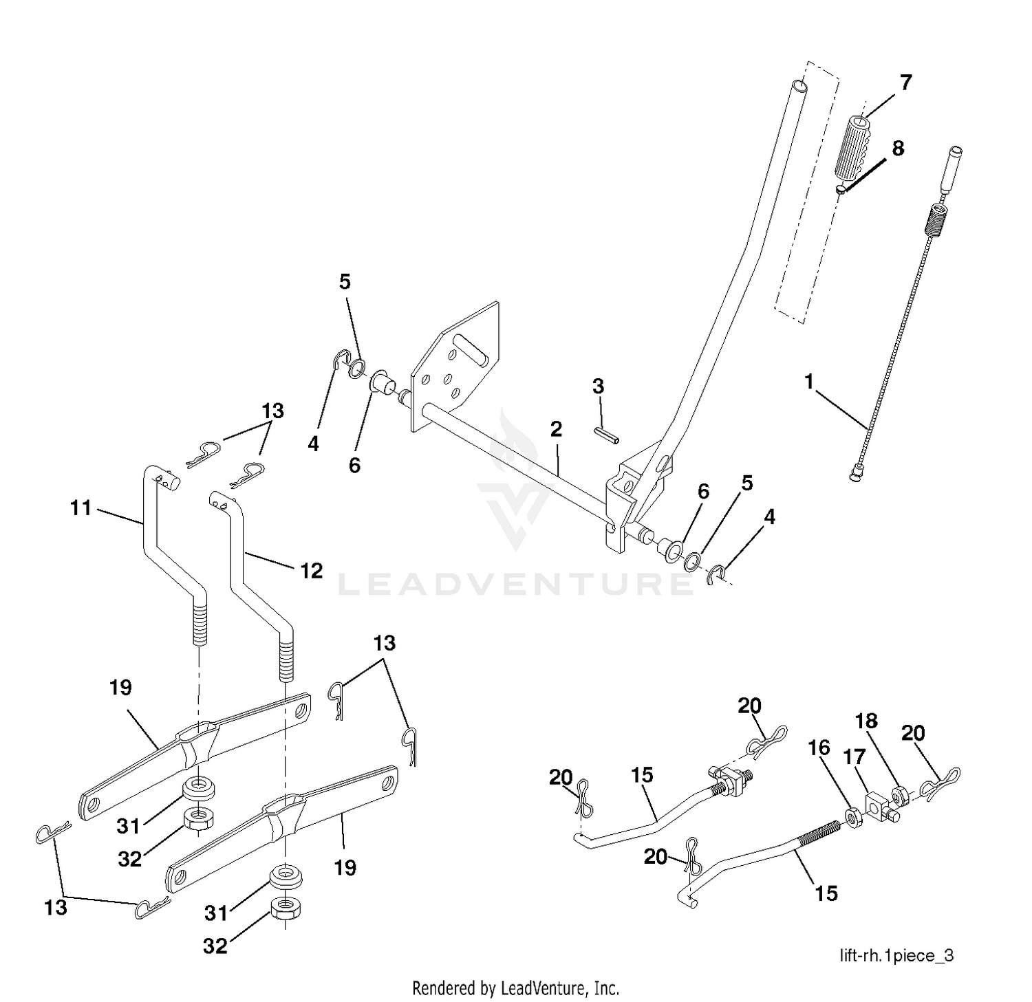MOWER LIFT LEVER
