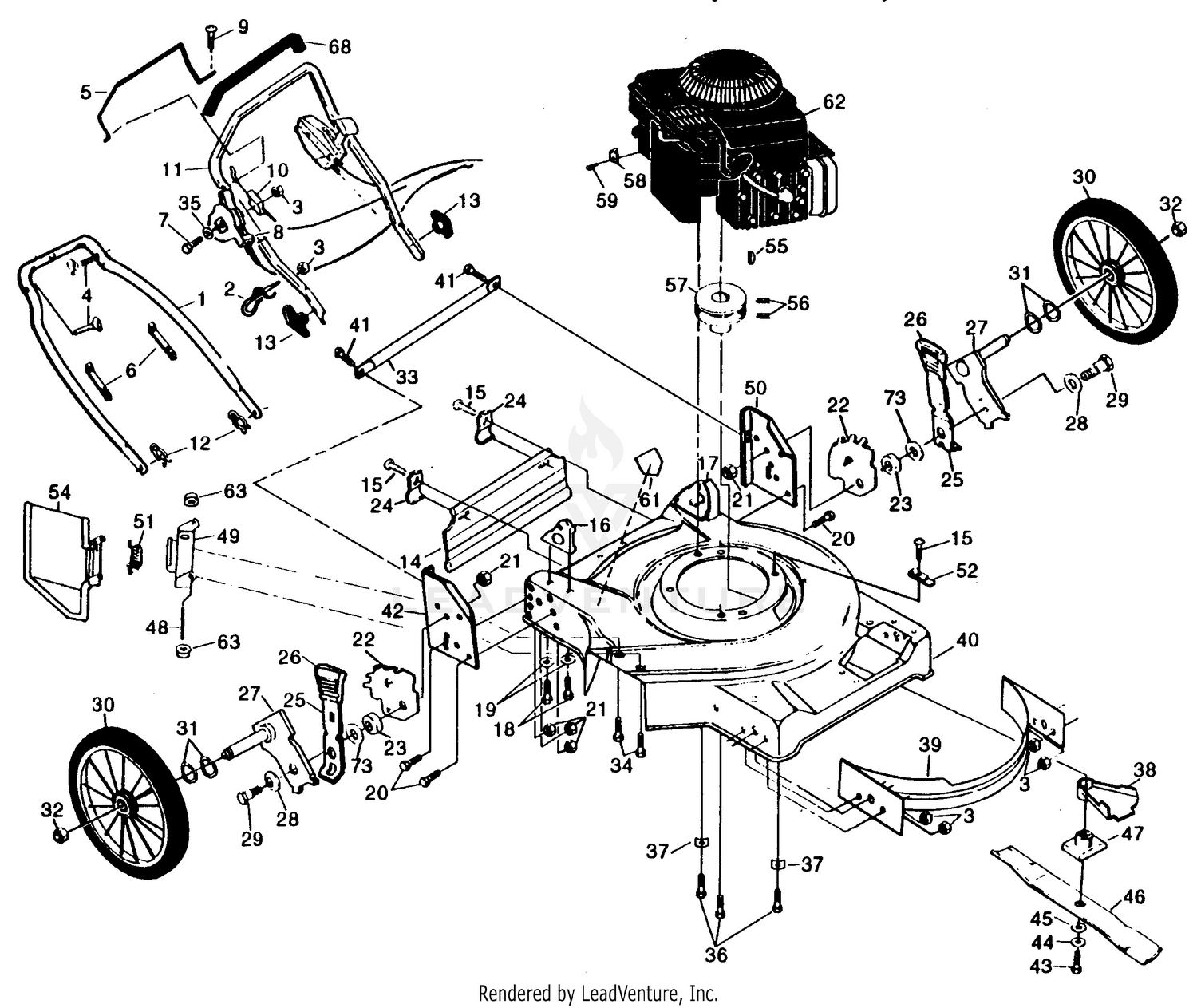 MOWER HOUSING, ENGINE B/S 124802