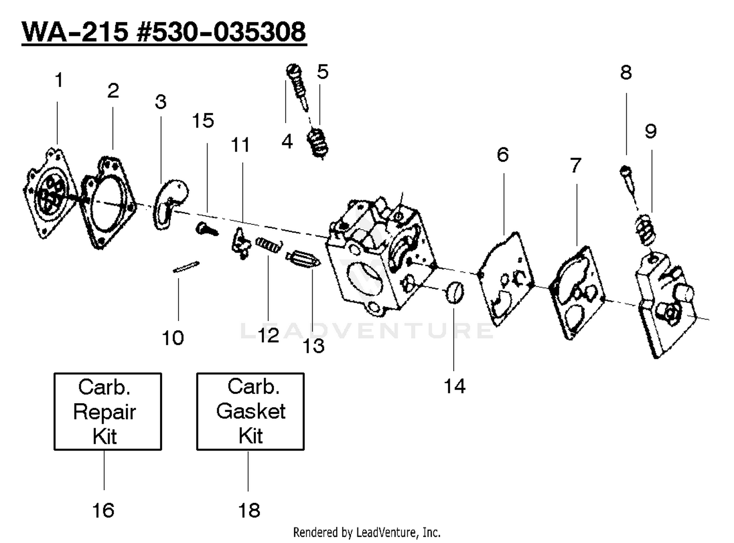 Carburetor Assy. (WA-215) PN 530-035308