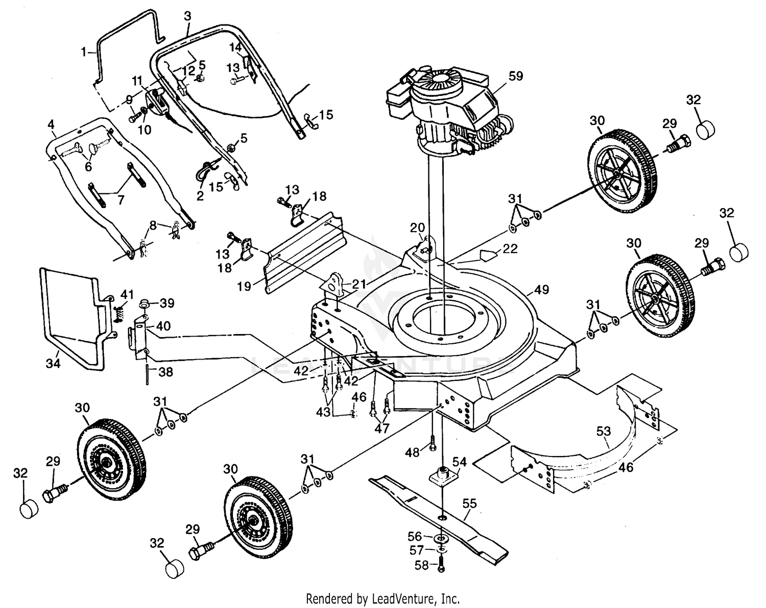MOWER ASSEMBLY, ENGINE TECUMSEH TVS90