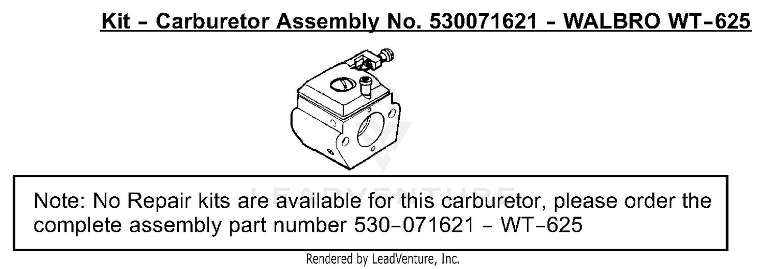 Carburetor Assembly (Walbro WT625) 530071621