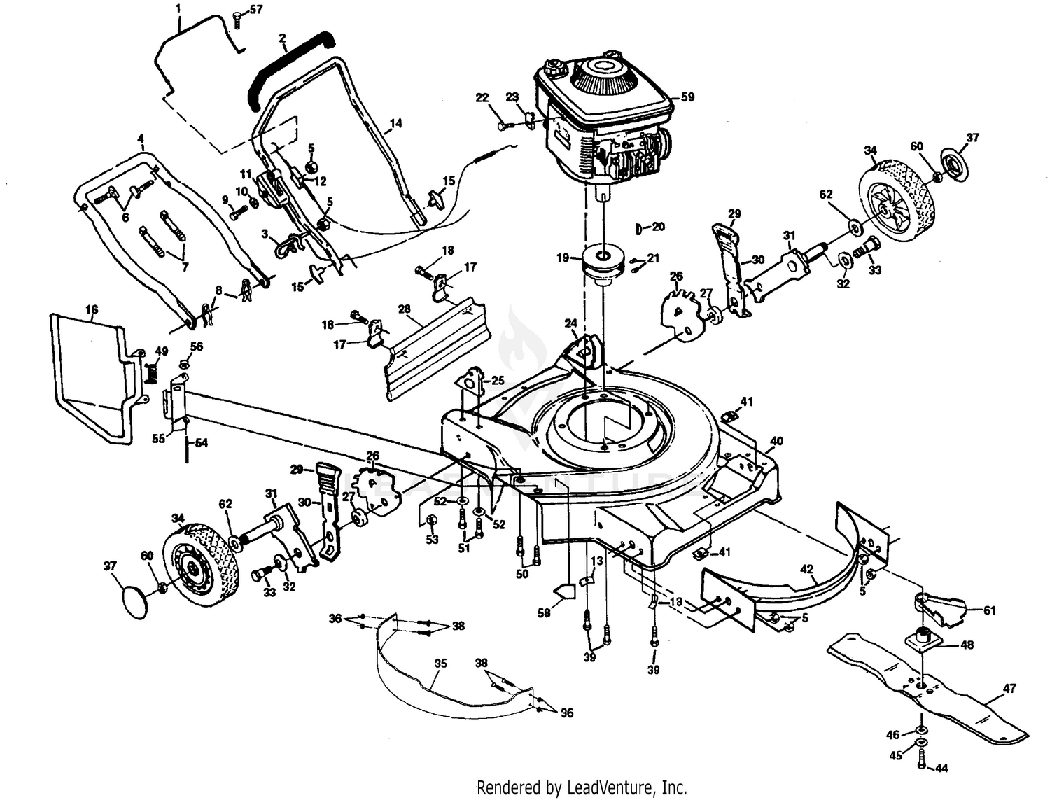 MOWER HOUSING, ENGINE B/S 124702