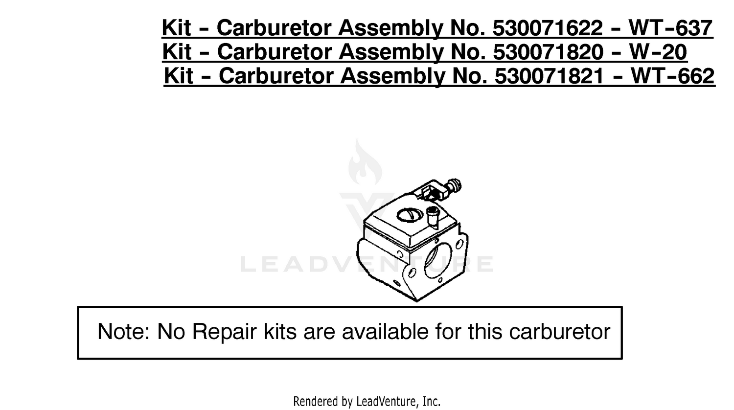 Kit-Carburetor Assembly 530071622/530071820/530071821
