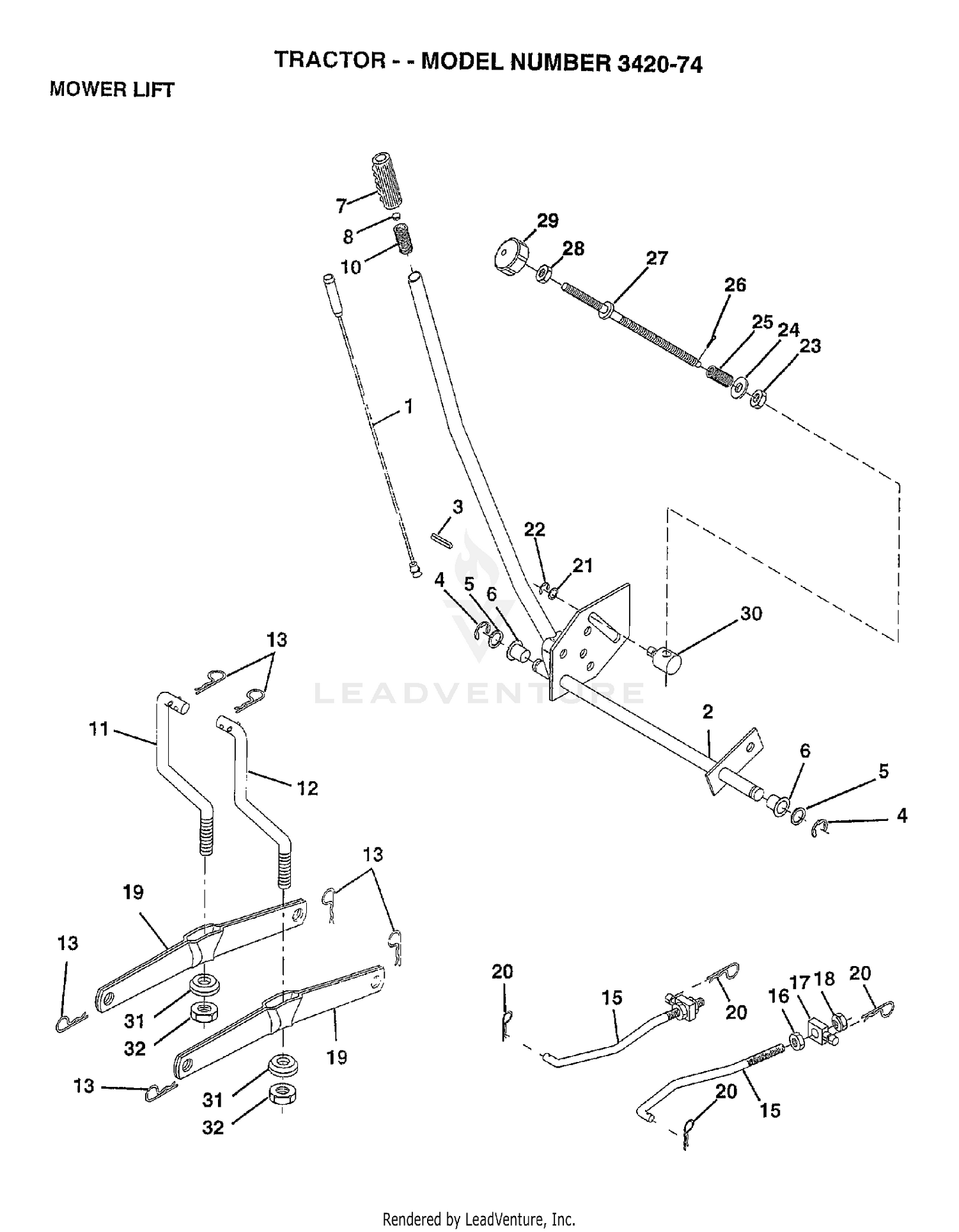 MOWER LIFT LEVER
