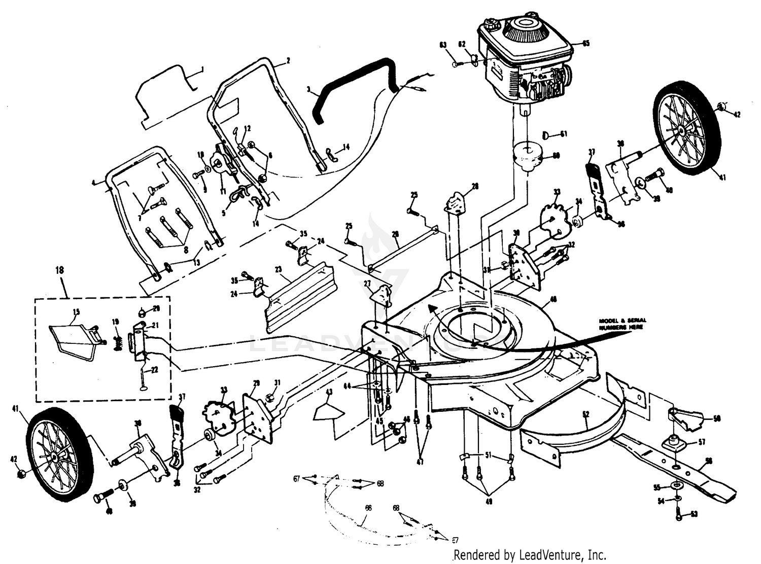 MOWER HOUSING, ENGINE B/S 124802-3213-01