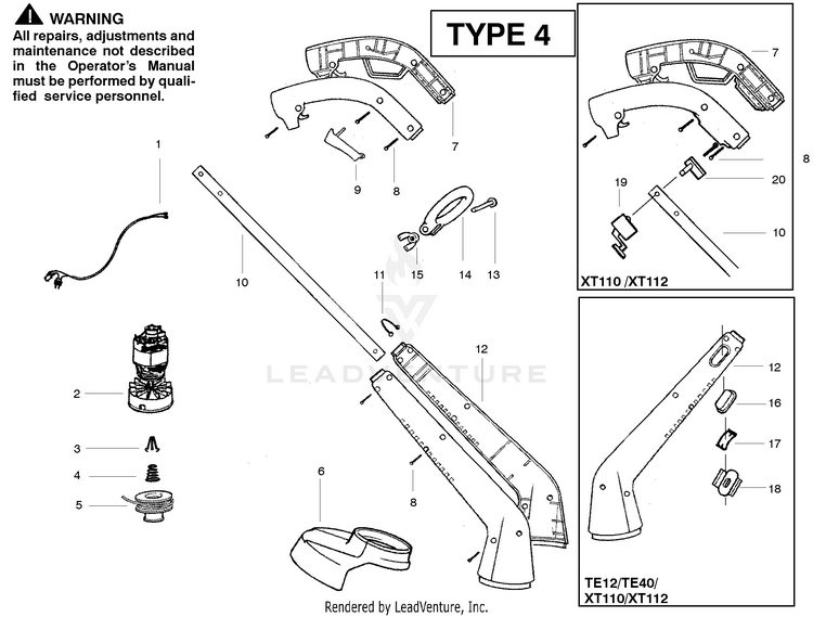 Weed Eater TE40 Electric Trimmer Type 4, TE40