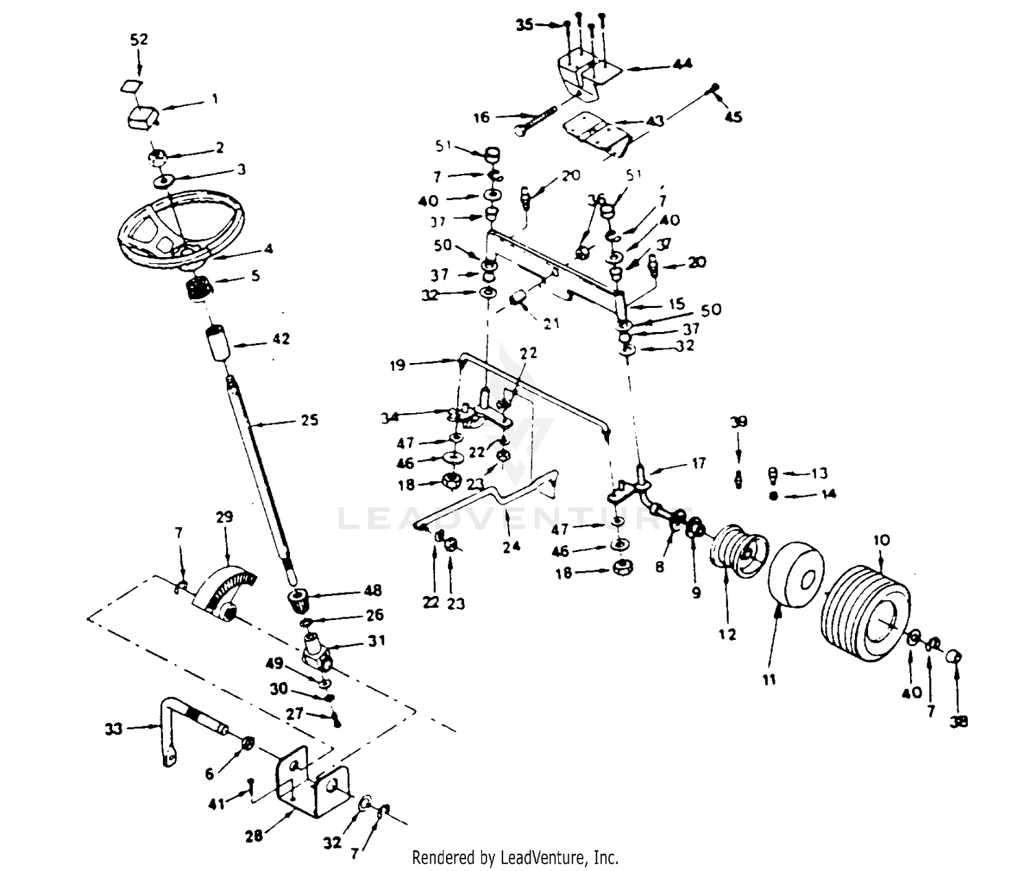 STEERING, FRONT AXLE AND WHEELS