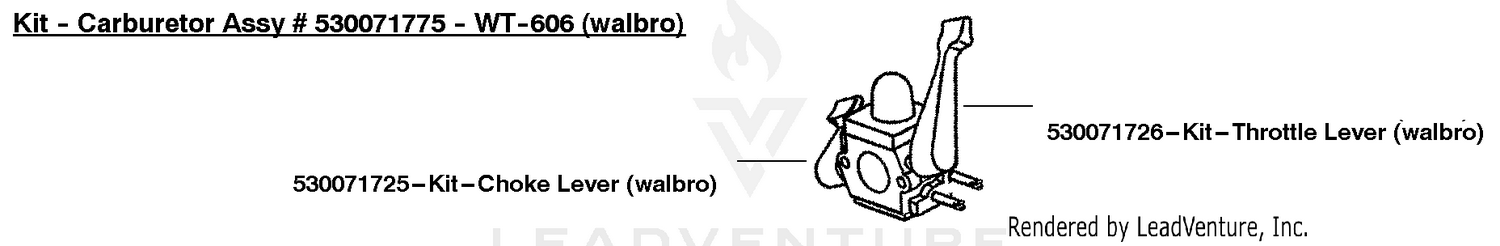 Carburetor Assembly (Walbro WT-606) P/N 530071775