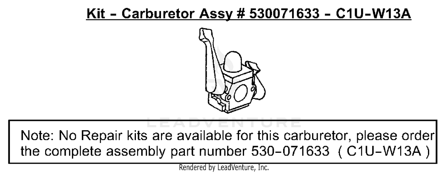 Carburetor Assembly (C1U-W13A) 530071633
