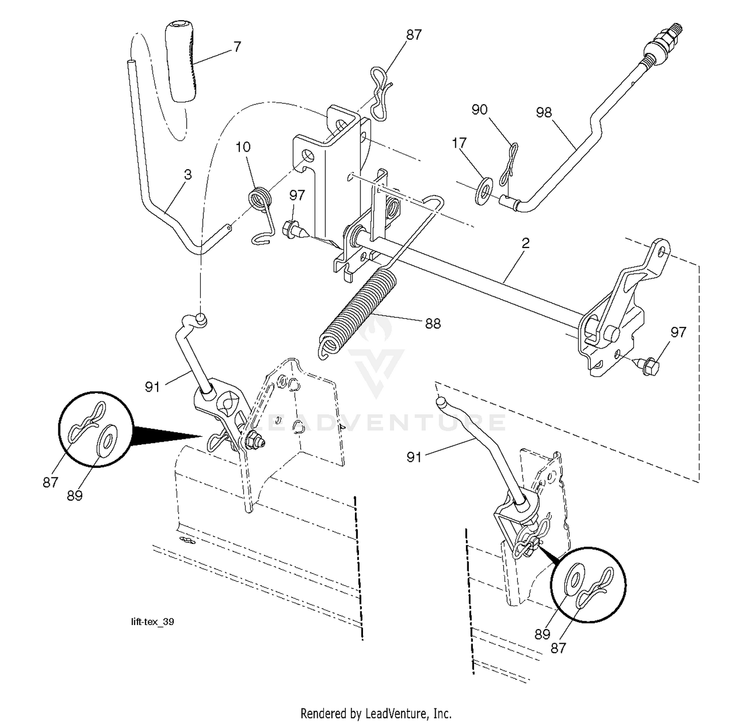 MOWER LIFT LEVER