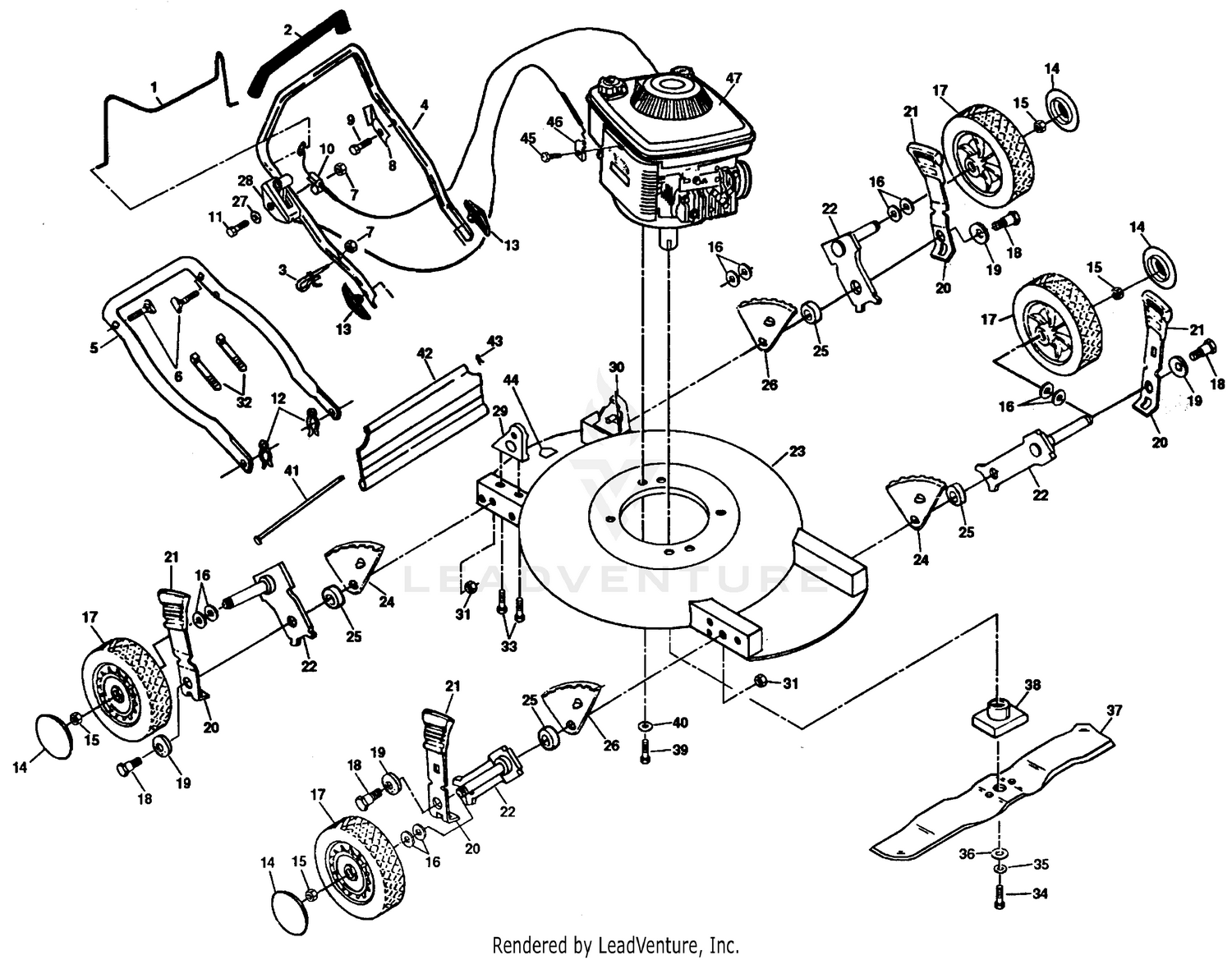 MOWER ASSEMBLY, ENGINE B/S 124802