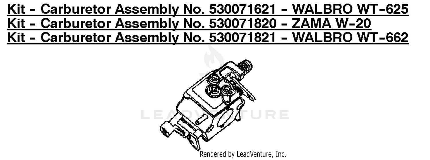 Kit - Carburetor Assembly