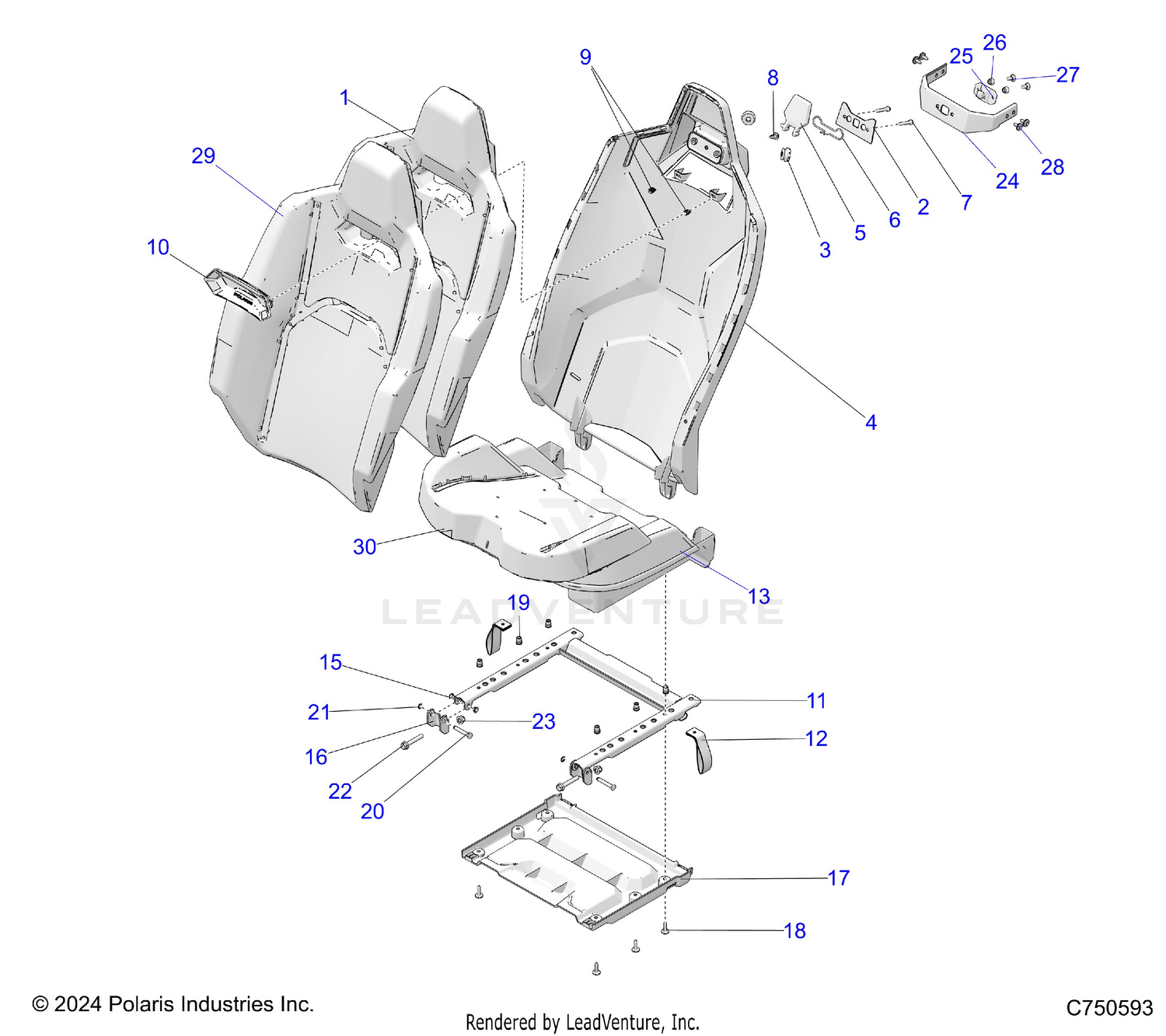 BODY, SEAT ASM, & MOUNTING, REAR - Z26S4D92AN/AH/BN/BH (C750593)