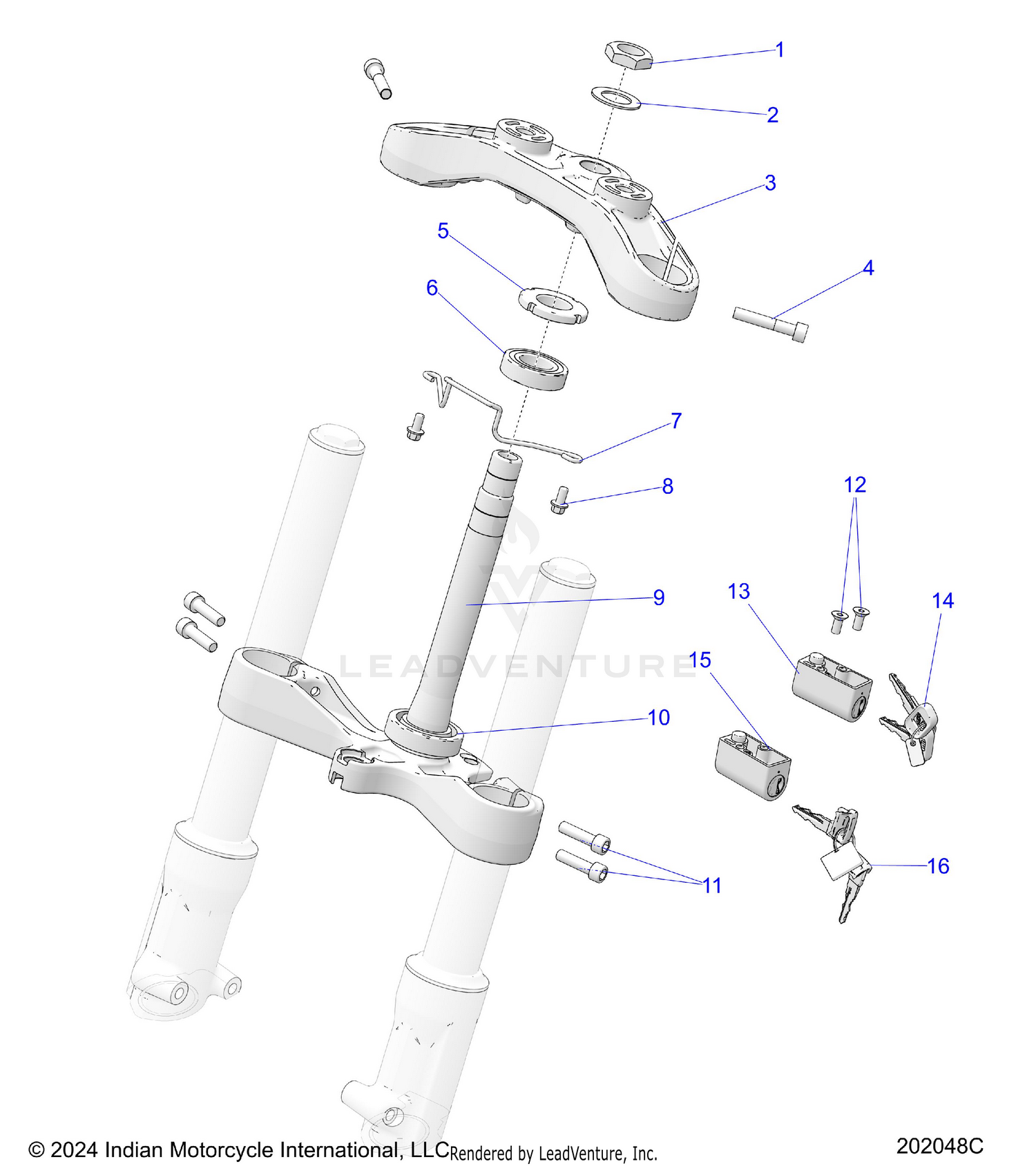 STEERING, UPPER AND LOWER CLAMPS - N25SSB76/SSC76/SSD76/SSF76 (202048C)