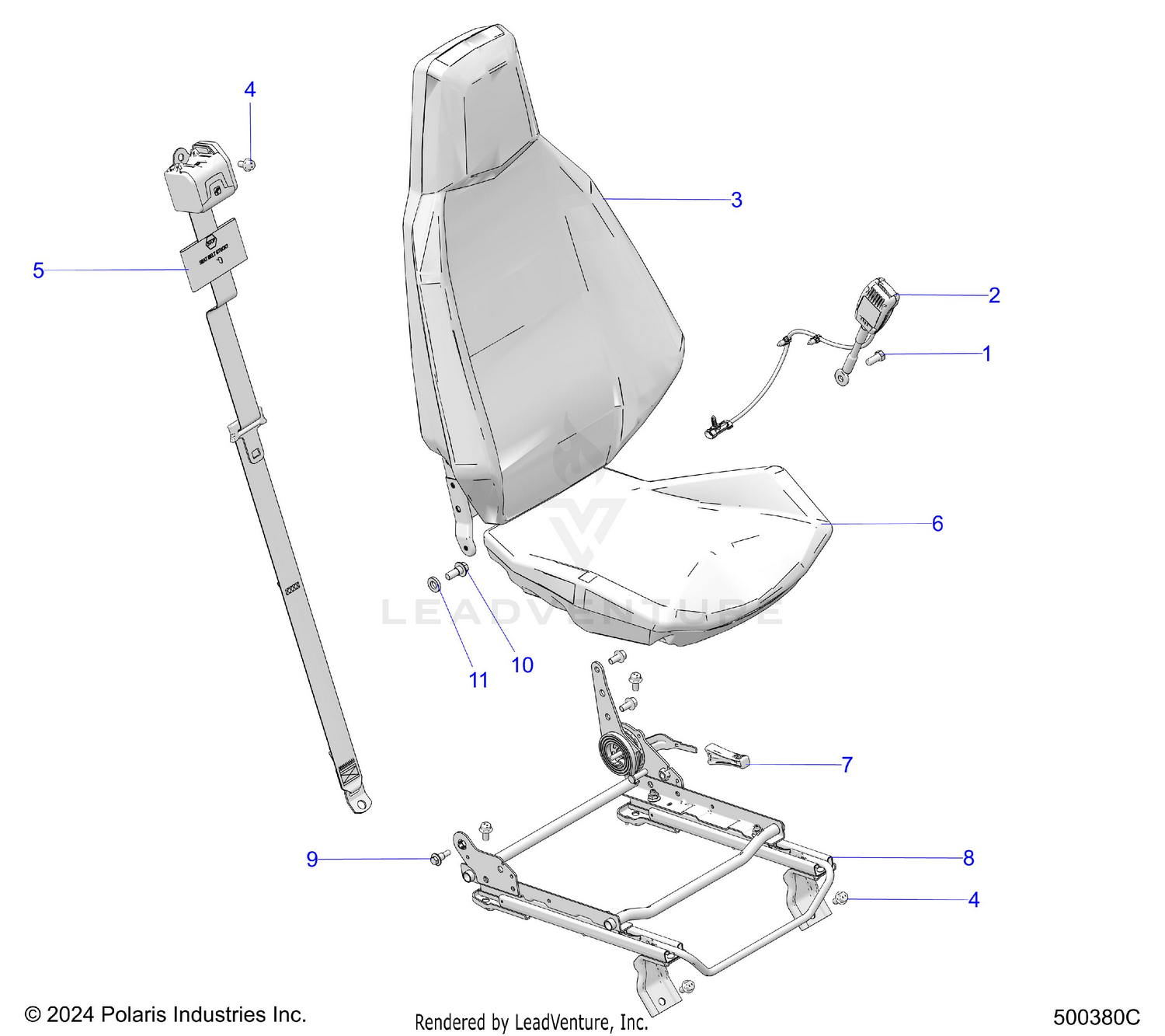 BODY, SEAT (DRIVER) AND SEAT BELT MOUNTING - T26AAFGB/HB (500380C)