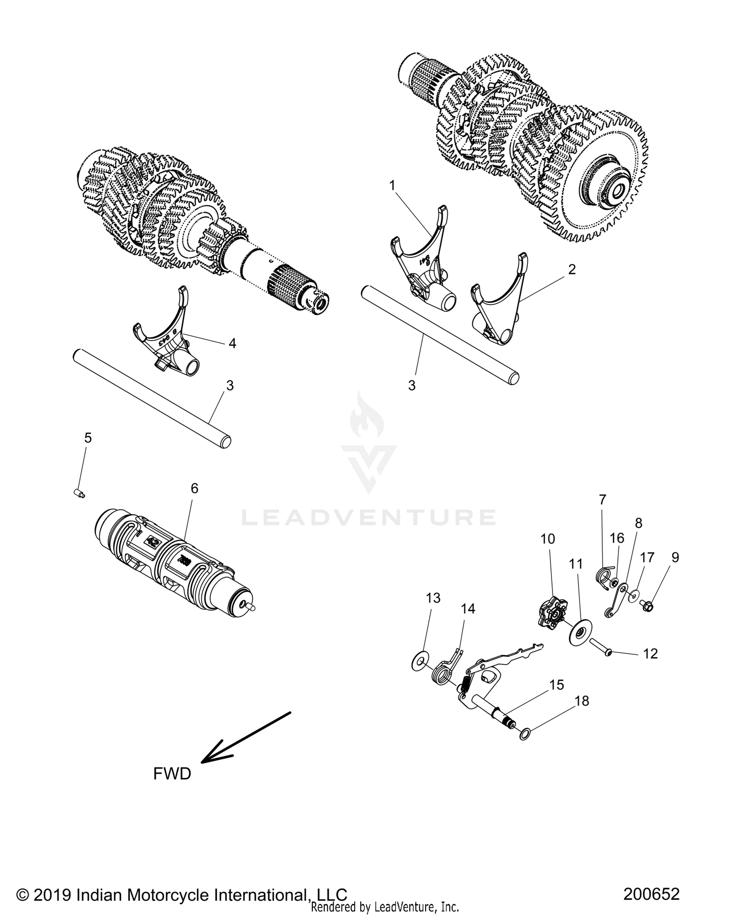 DRIVE TRAIN, SHIFT FORKS and DRUM - N22DMBAG/DMCAG ALL OPTIONS (200652)