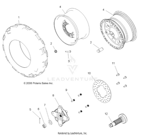 Wheel, Front And Brake Disk/hubs - A07lb27aa/ac/lh27aa/ab/ac/ad/al (49atvwheelfrt07hawk) Schematic