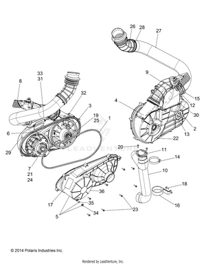 Drive Train, Clutch Over And Ducting - Z16vde99fm/nm (49rgrclutchcvr14rzr1000) Schematic