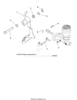 Brakes, Pedal And Master Cylinder Mounting - A18daa50b7 (100835) Schematic