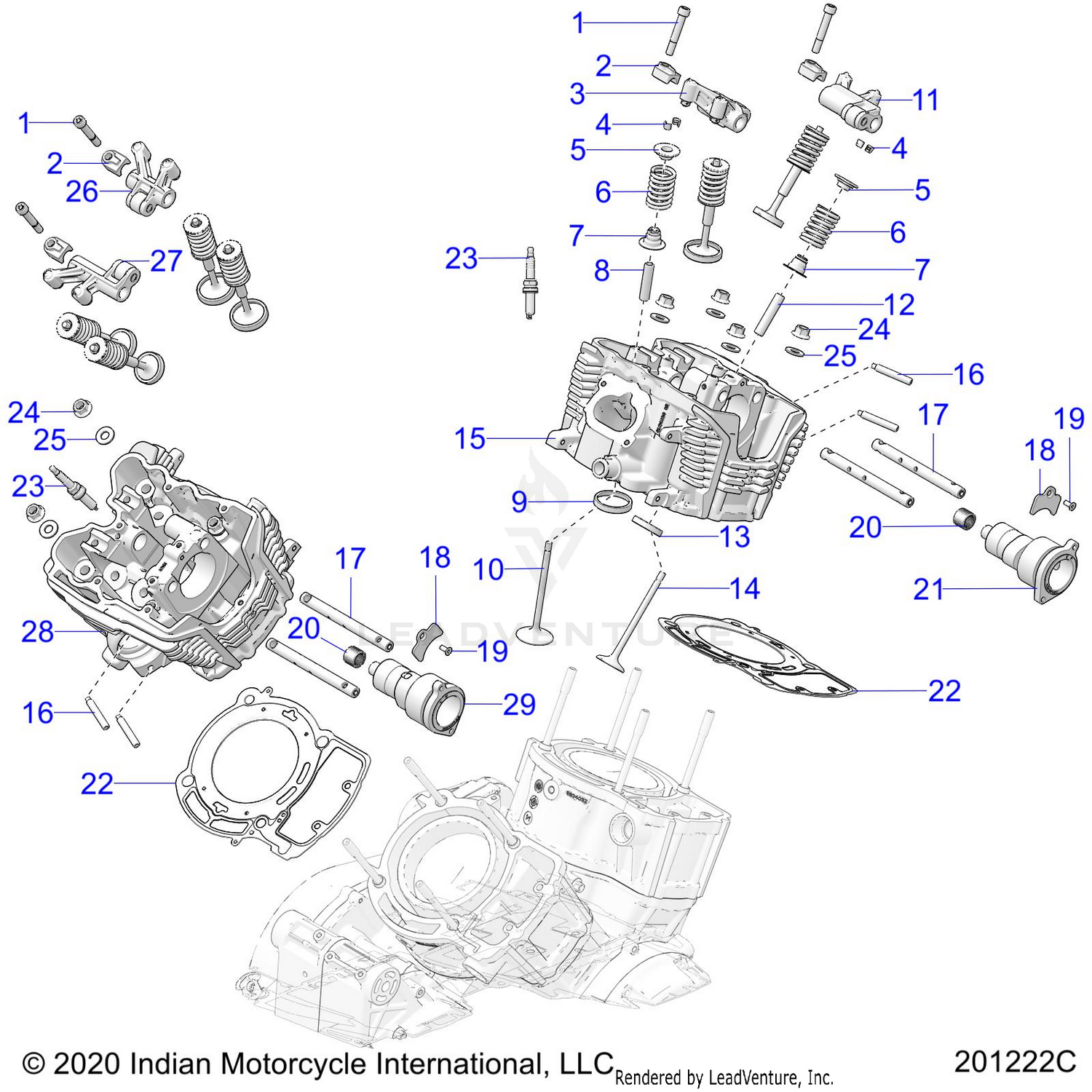 ENGINE, CYLINDER HEAD, CAMSHAFT and VALVE ASM. - N26LF0RR ALL OPTIONS (201222C)