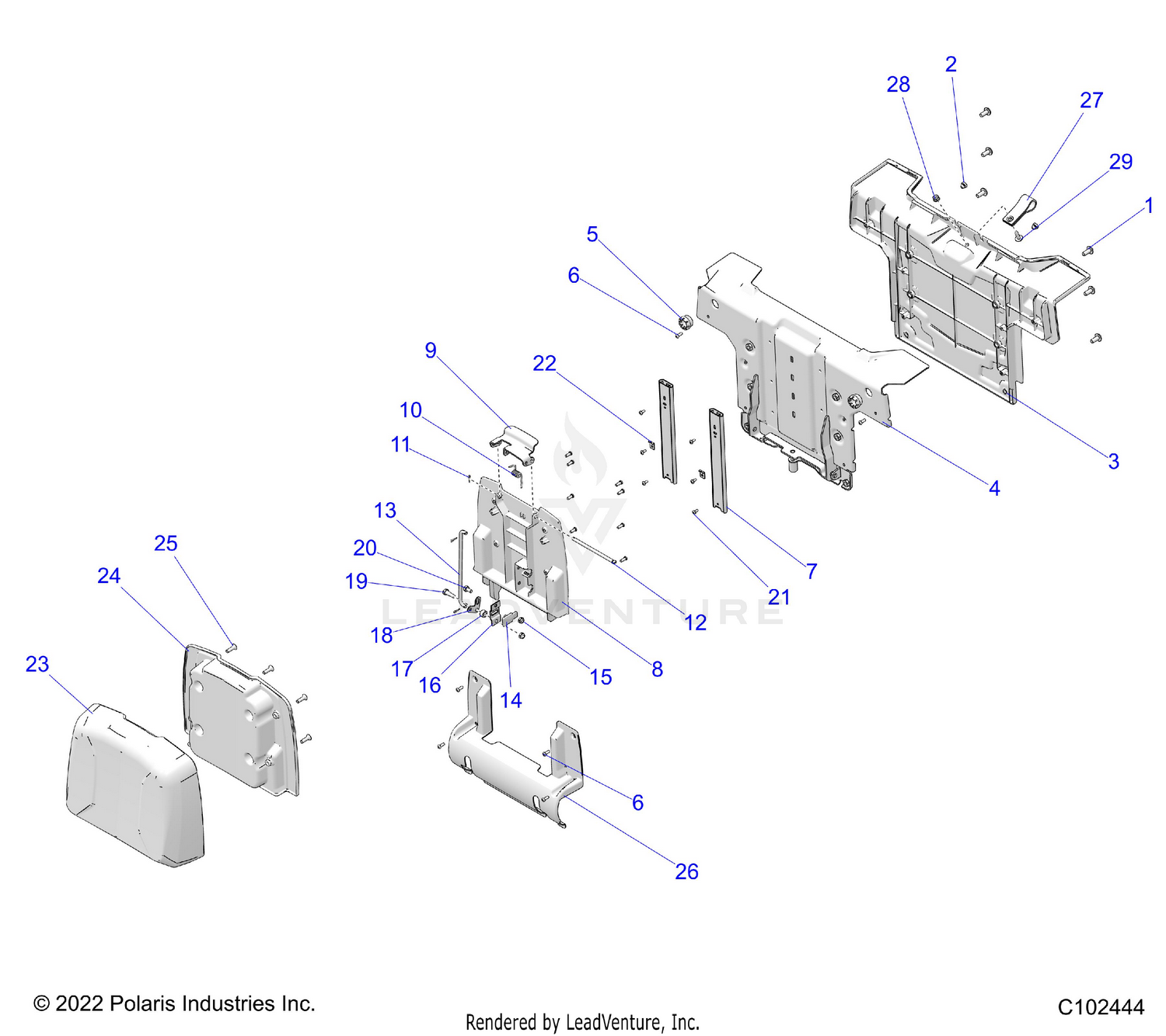BODY, SEAT, PASSENGER, BACK - A26SWE57F1/C1/E1 (C102444)