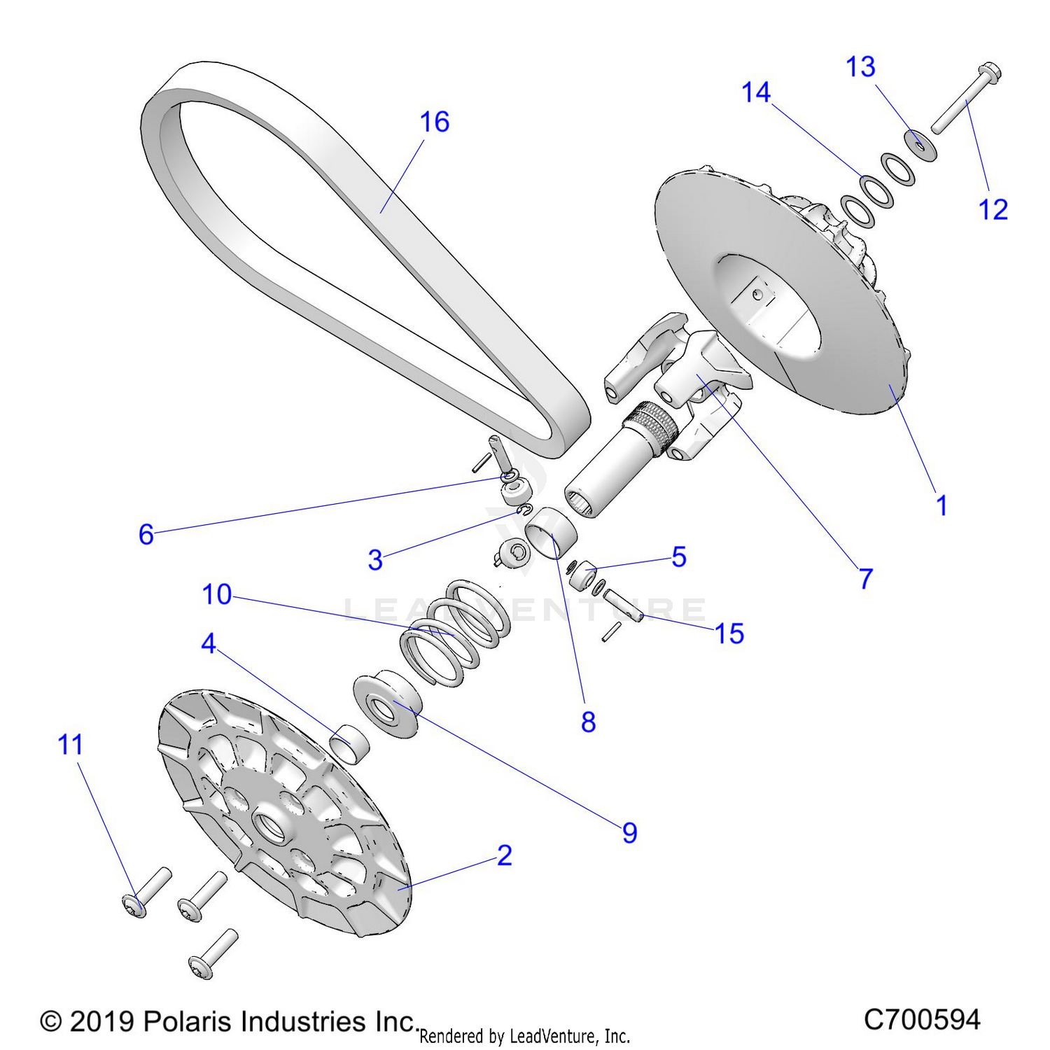 DRIVE TRAIN, SECONDARY CLUTCH - A26SHE57CK/EK/FK (C700594)