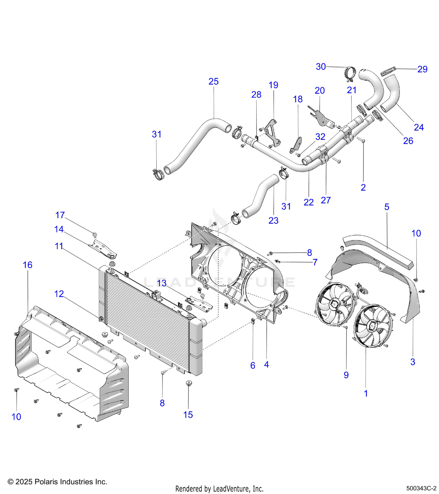 ENGINE, COOLING, RADIATOR AND HOSES - T26AATGD/HD (500343C-2)