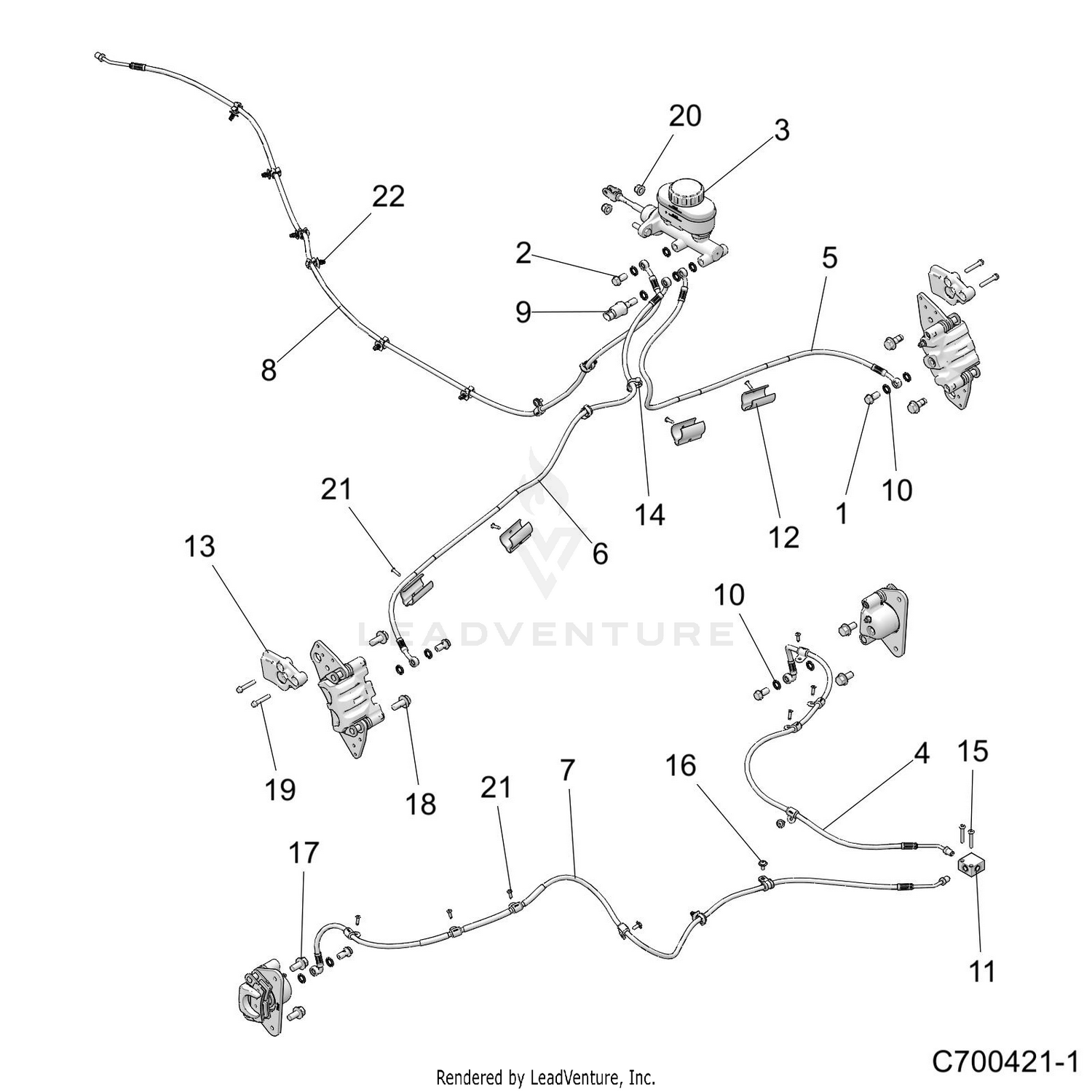 BRAKES, BRAKE LINES and MASTER CYLINDER - D21BEP99A4/B4/GP99A4 (C700421-1)
