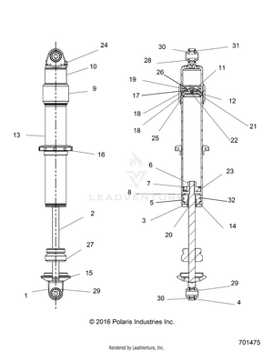 Suspension, Front Shock Internals - R17rhe99au (701475) Schematic