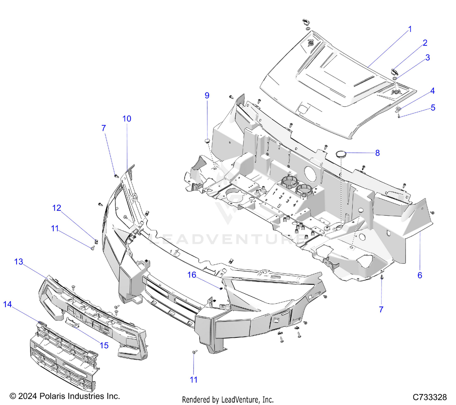 BODY, HOOD AND FRONT FASCIA - R26RRU99FP (C733328)
