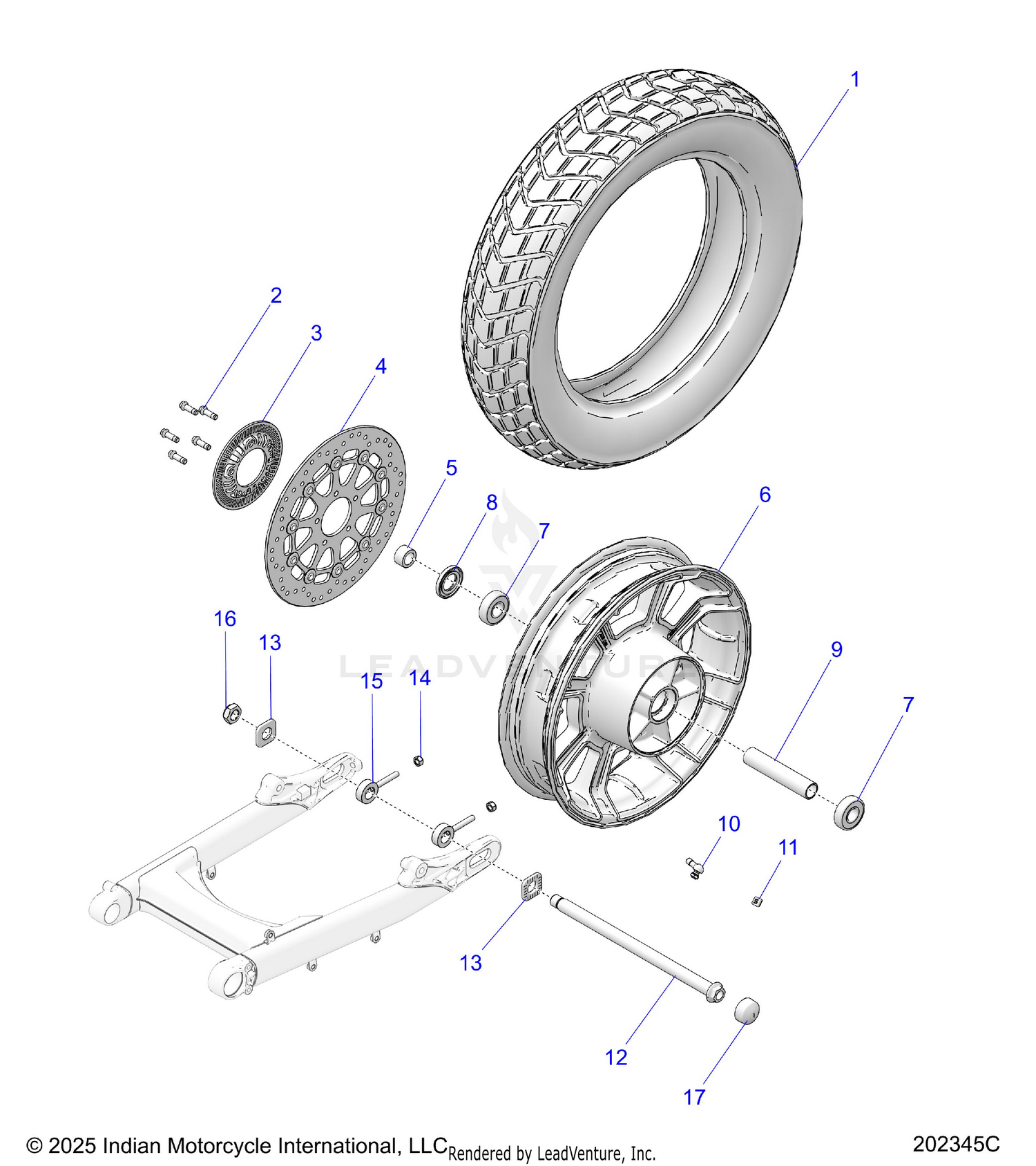 WHEEL, REAR - N26SBD77/SBF77 (202345C)