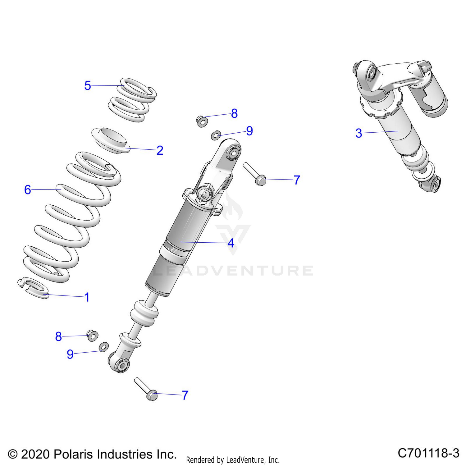 SUSPENSION, REAR SHOCK MOUNTING - G22G4E99NP (C701118-3)
