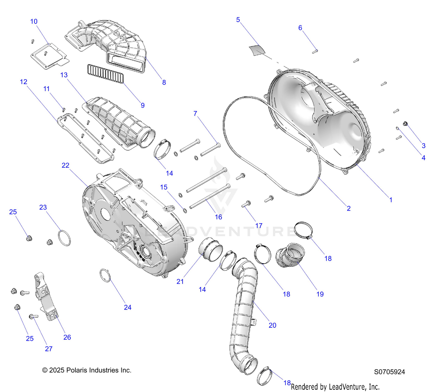 DRIVE TRAIN, CLUTCH COVER & DUCTING