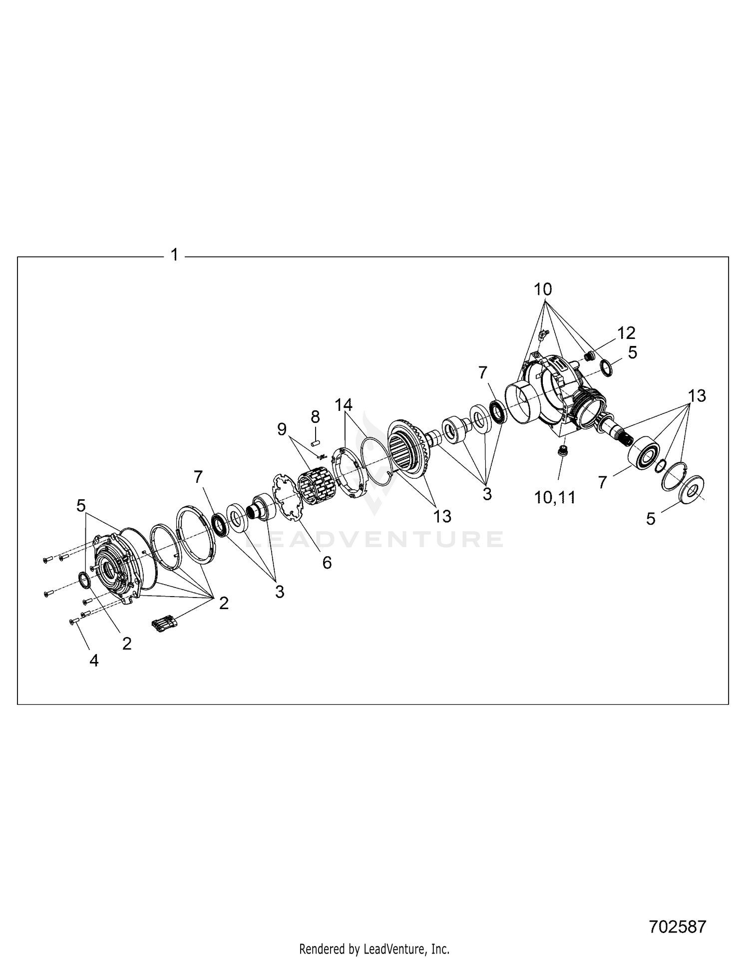 DRIVE TRAIN, FRONT GEARCASE INTERNALS - D21BBP99A4/B4/FP99A4 (702587)