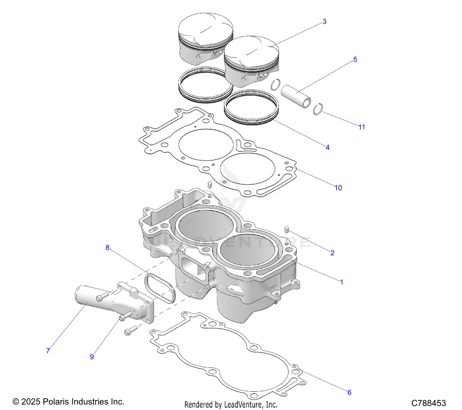 ENGINE, CYLINDER & PISTON - R25RRV99AC (C788453)