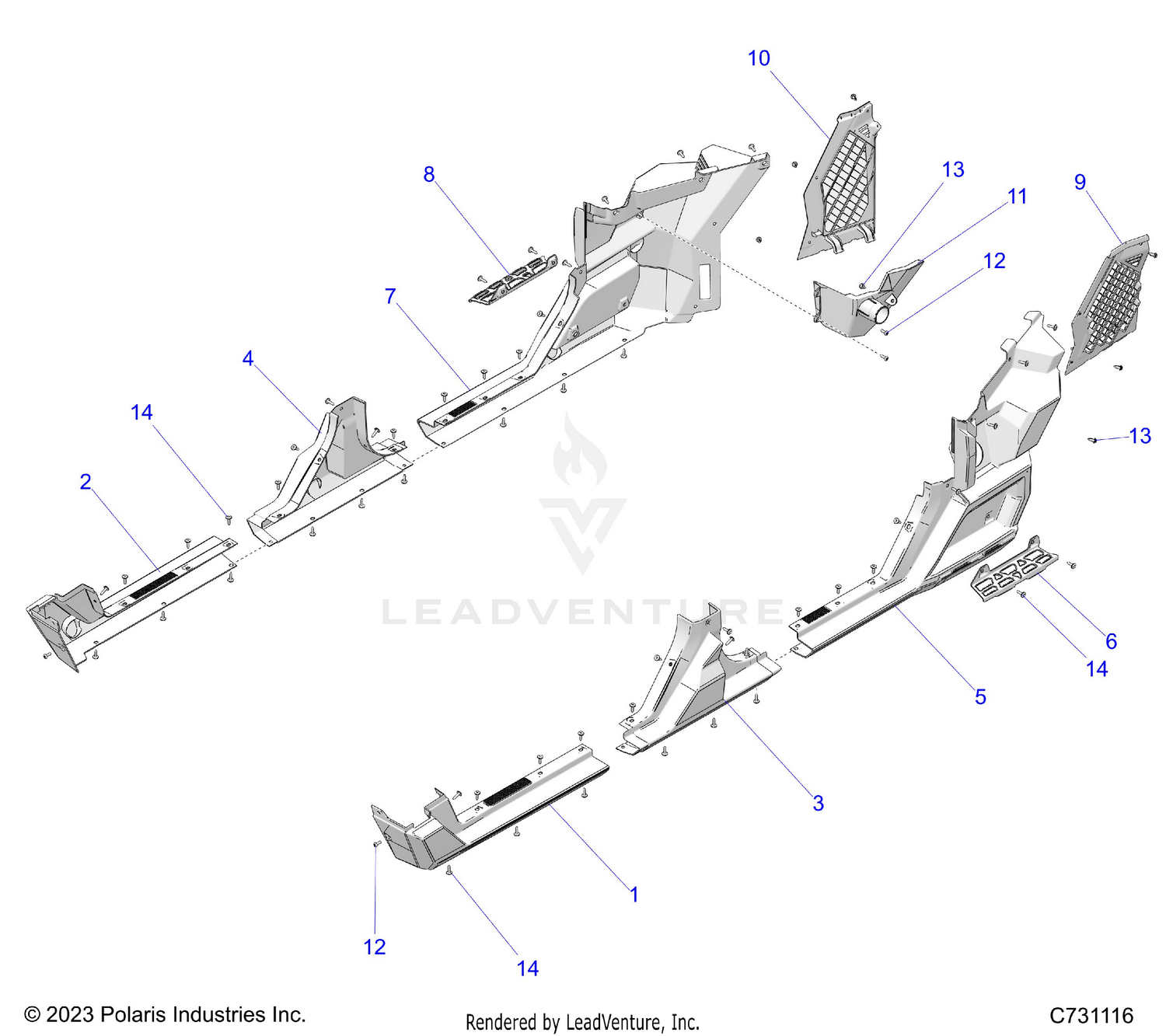 BODY, REAR FENDERS & ROCKERS - R26X6N1RBB (C731116)