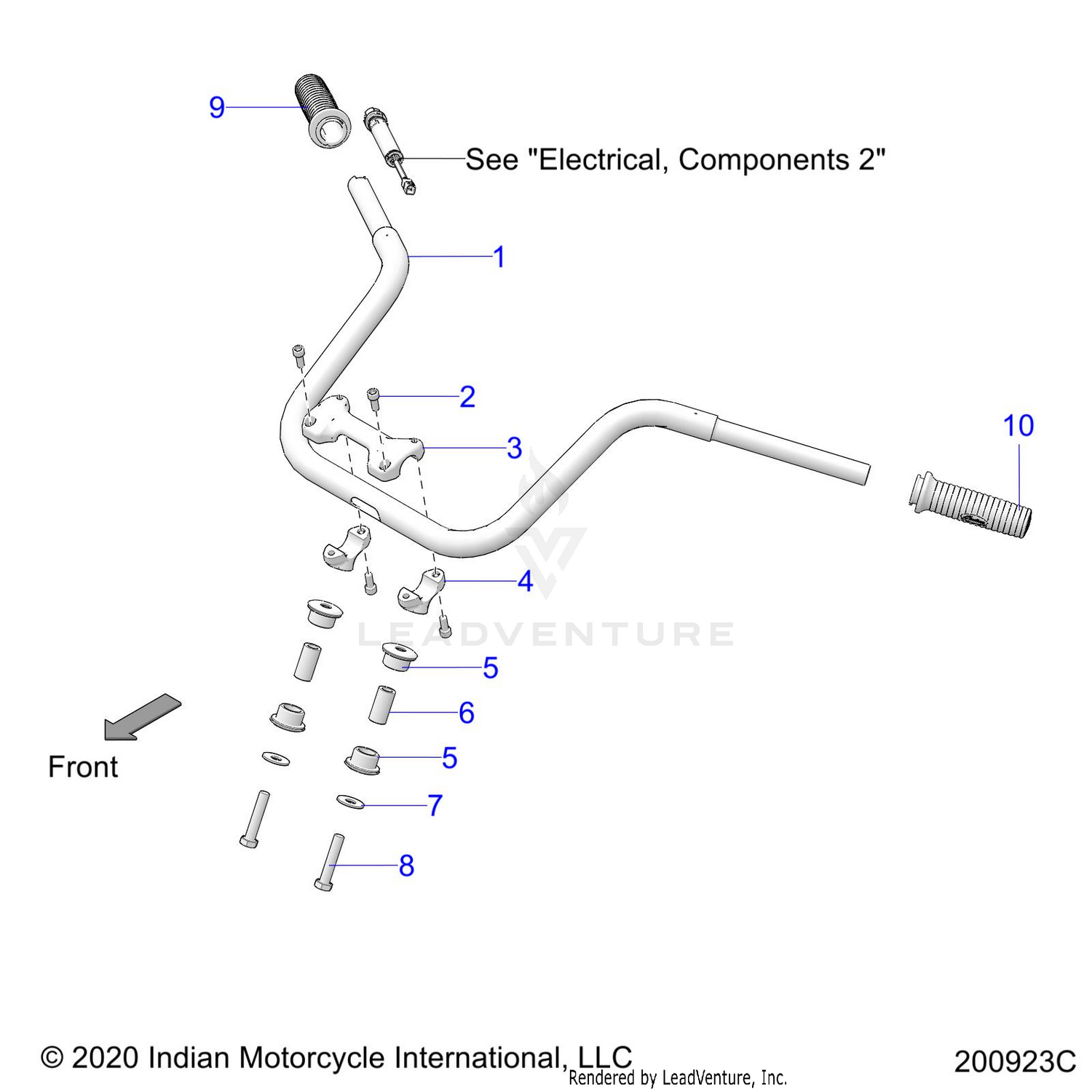STEERING, HANDLEBAR MOUNTING and GRIPS - N22TCBAA ALL OPTIONS (200923C)