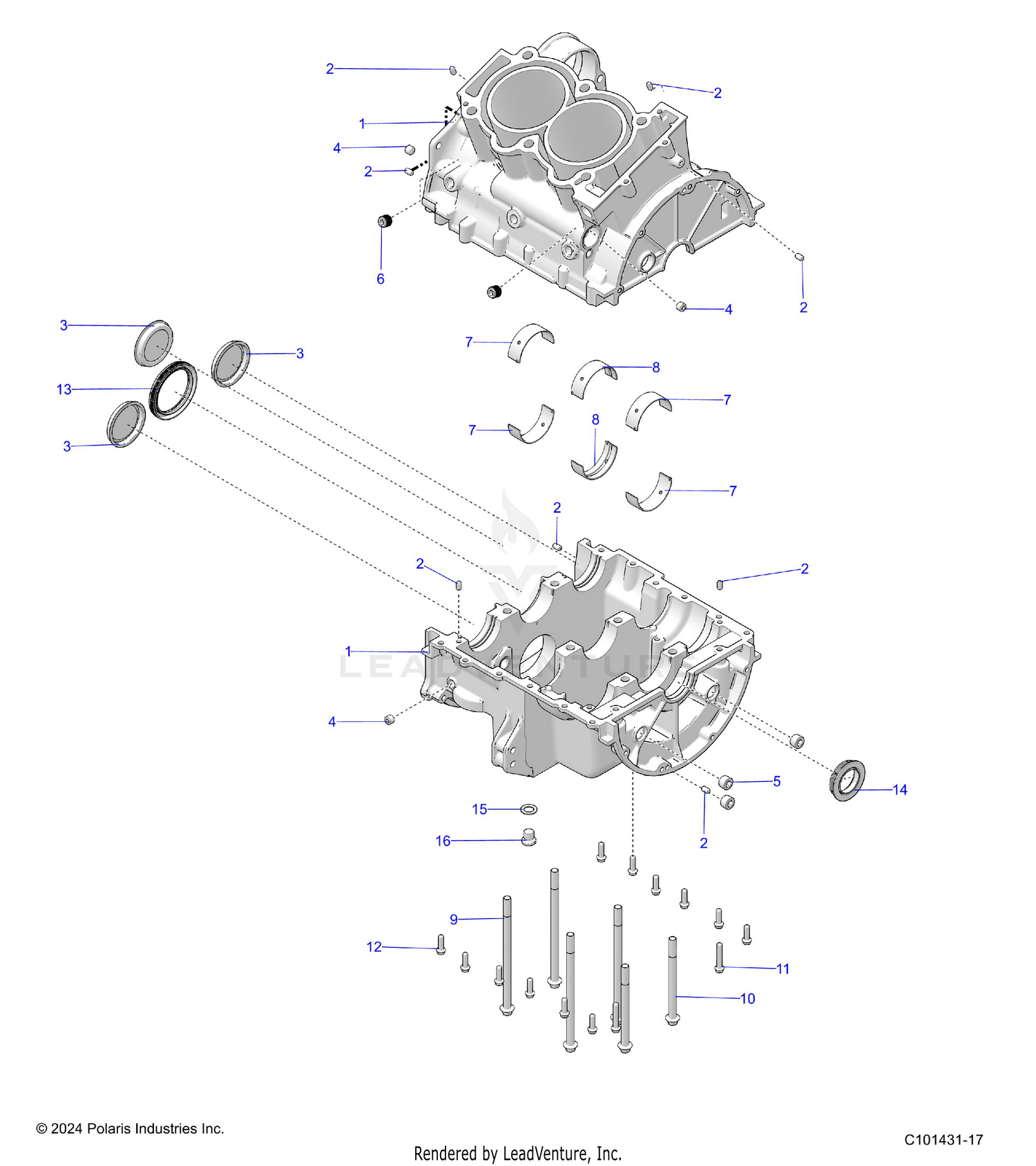 ENGINE, CRANKCASE - A26SGE95PB (C101431-17)