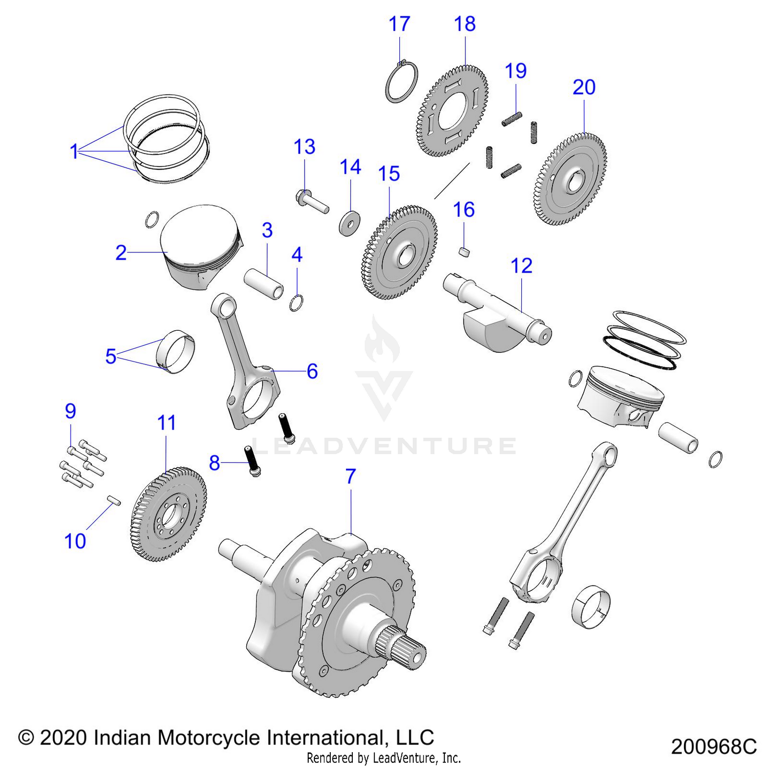 ENGINE, PISTON and CRANKSHAFT - N22DBBAG/DBCAG ALL OPTIONS (200968C)