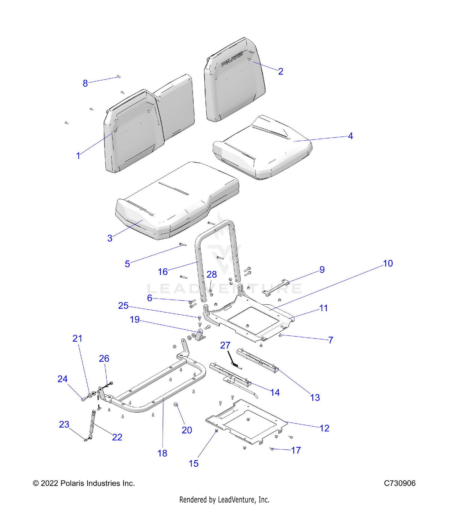 BODY, SEAT ASSEMBLY & SLIDER - R26RST99AL (C730906)