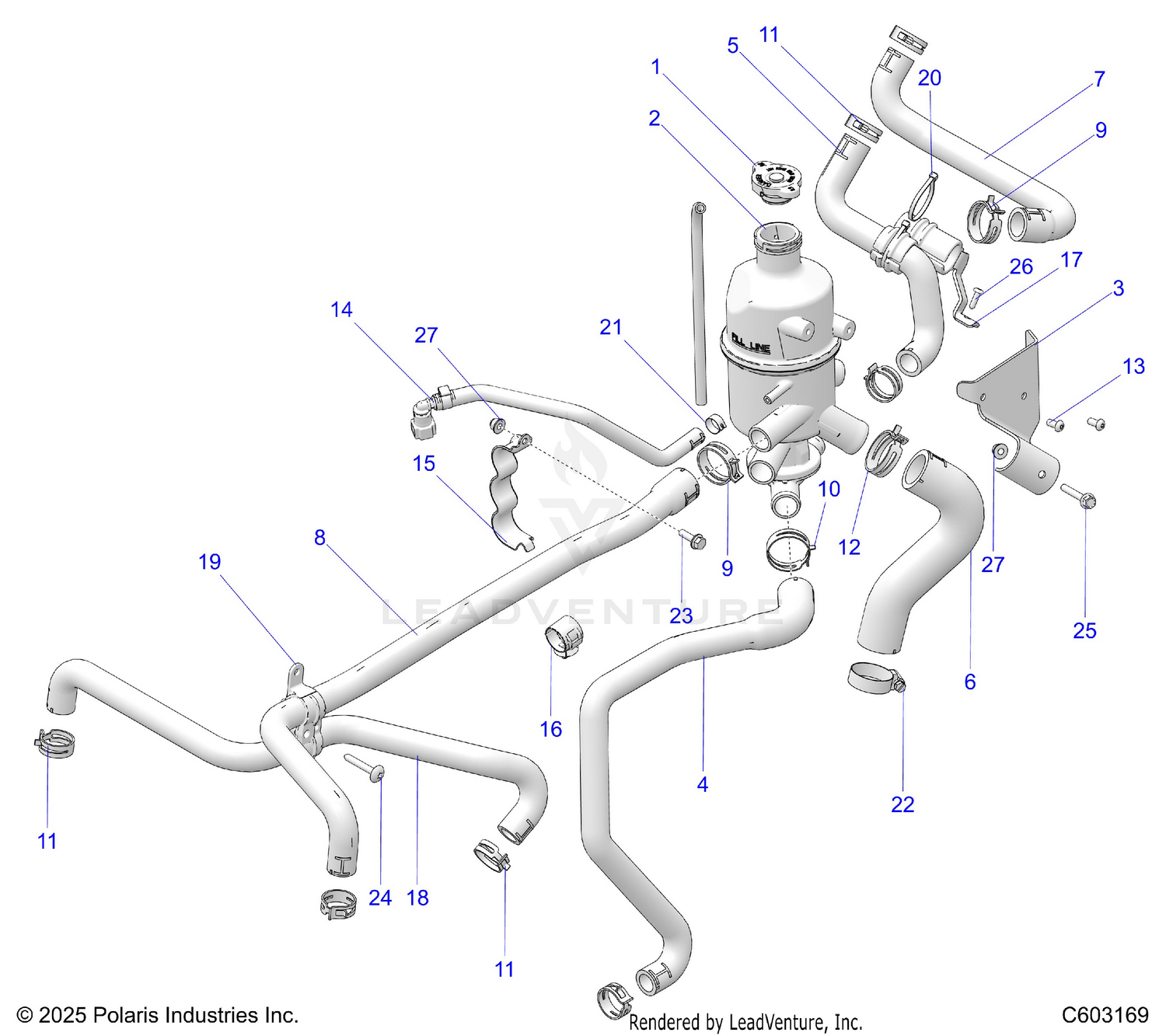ENGINE, COOLING, BOTTLE AND HOSES - S26AJE9FSL/AJN9FSL/FSM (C603169)