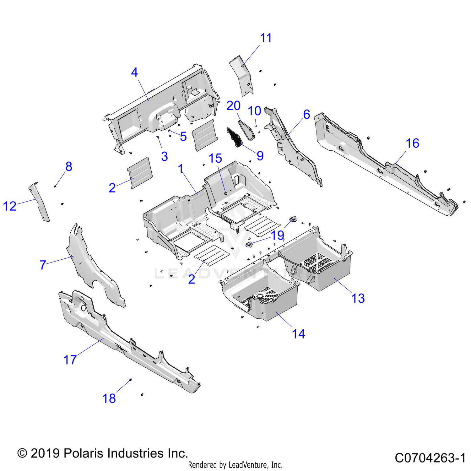 BODY, REAR CLOSEOFF, FENDERS AND FLOOR - G22G4P99AM/BM (C0704263-1)