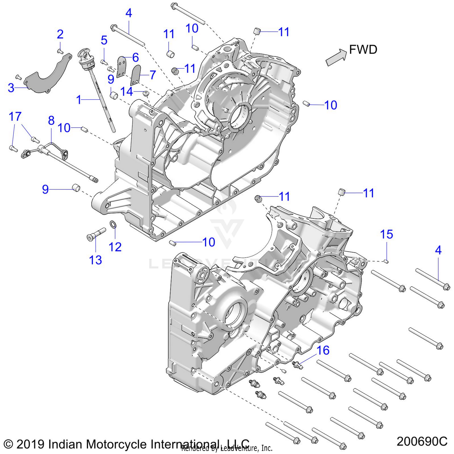 ENGINE, CRANKCASE - N26LCVSS/LCXSS ALL OPTIONS (200690C)