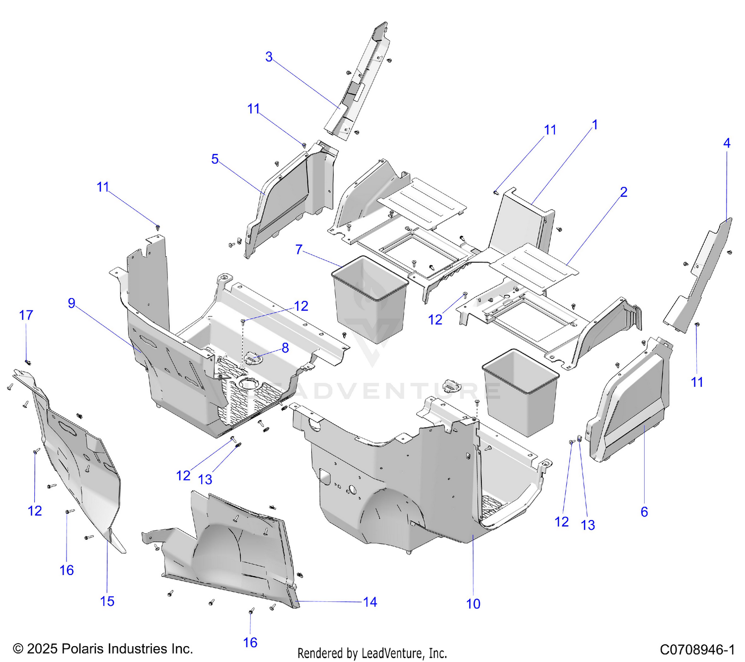 BODY, FRONT CLOSEOFF AND FLOOR